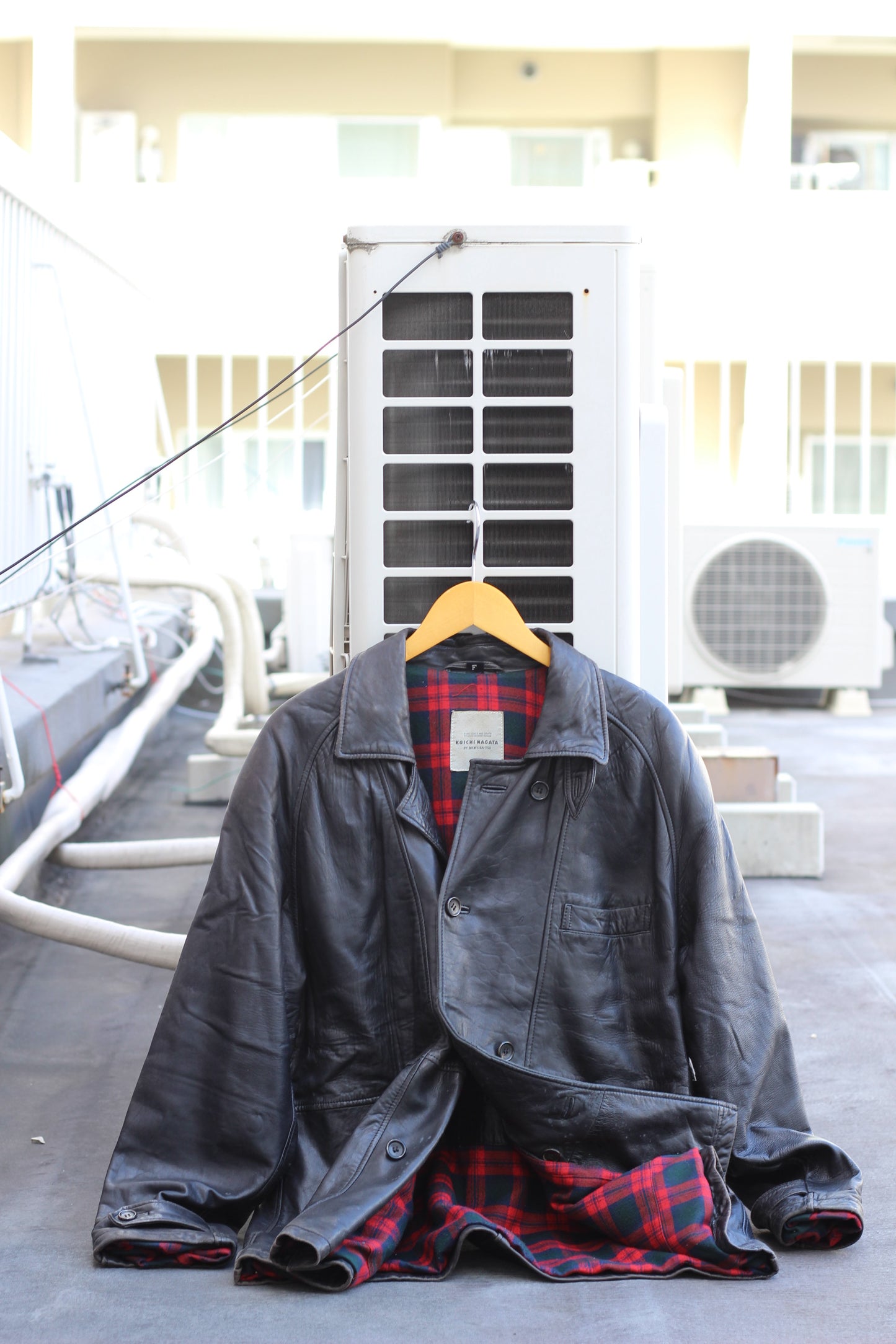 Men's UK Rock Style Buffalo Check Leather Jacket x2点