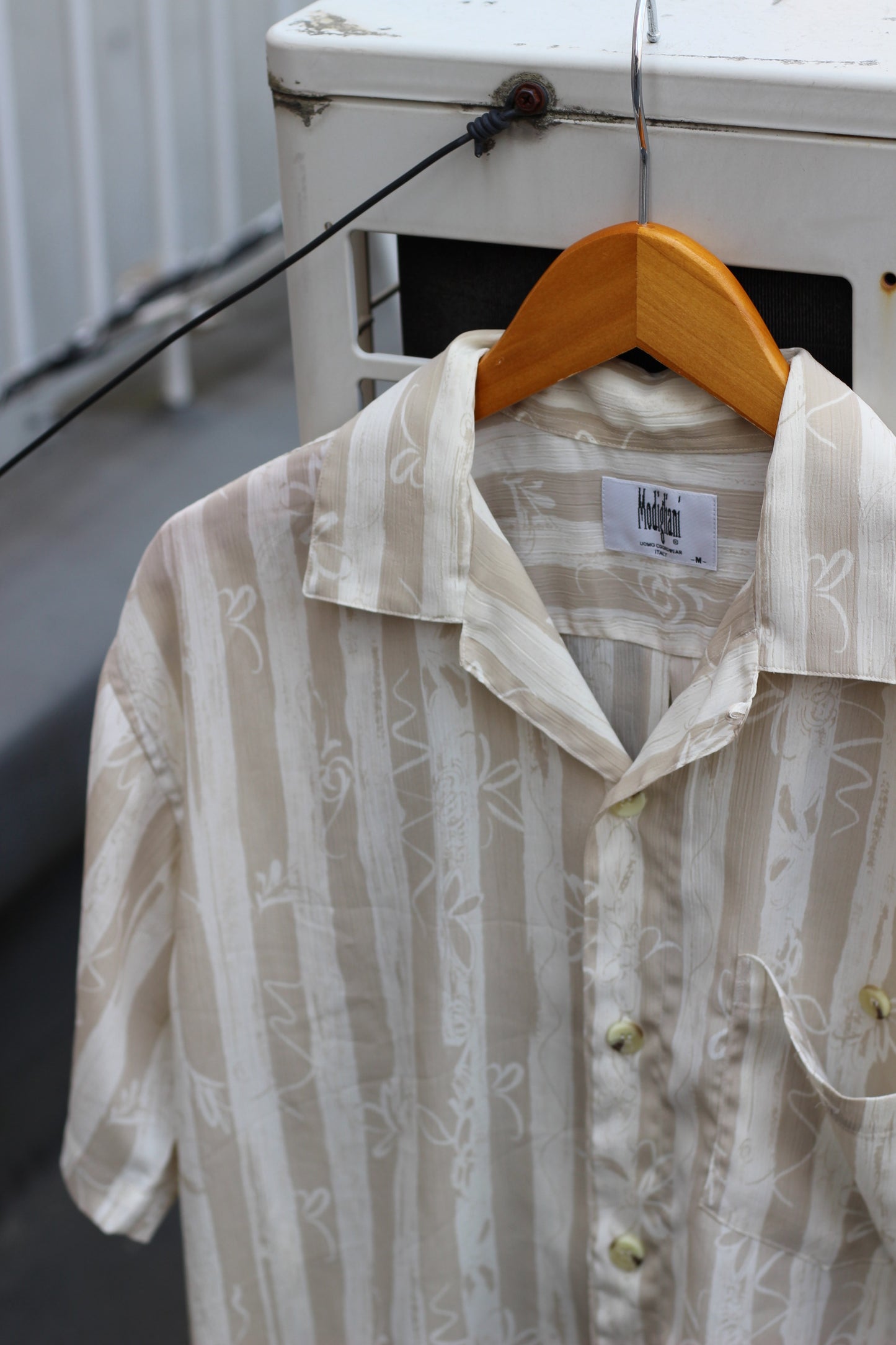 Men's White Design Open Collar Short Sleeve Shirt x14点