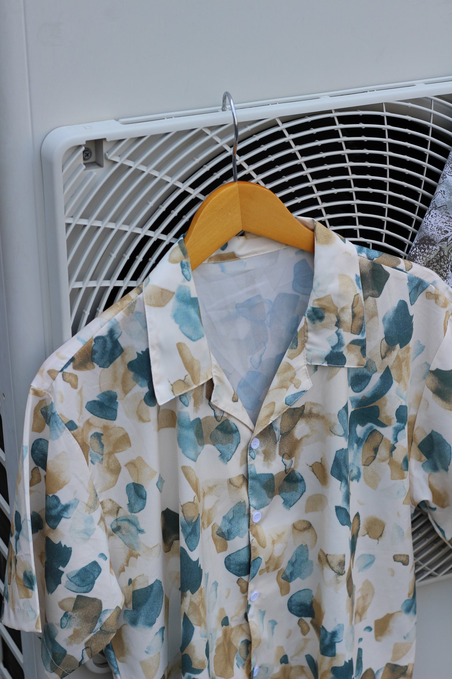 Men's White Design Open Collar Short Sleeve Shirt x14点