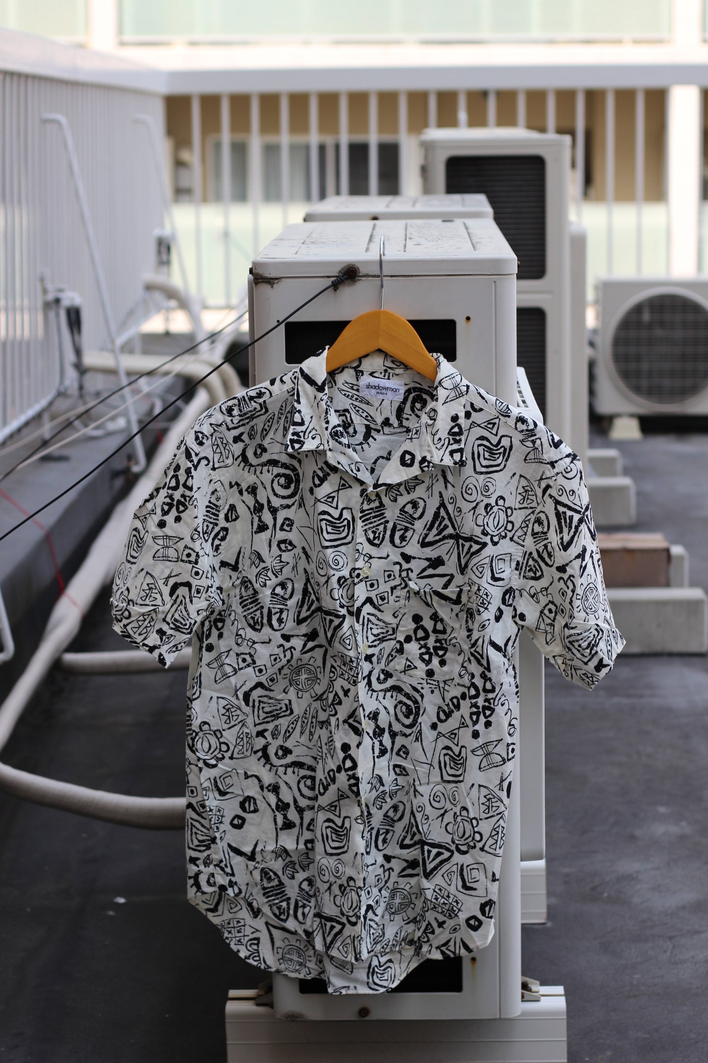 Men's White Design Open Collar Short Sleeve Shirt x14点