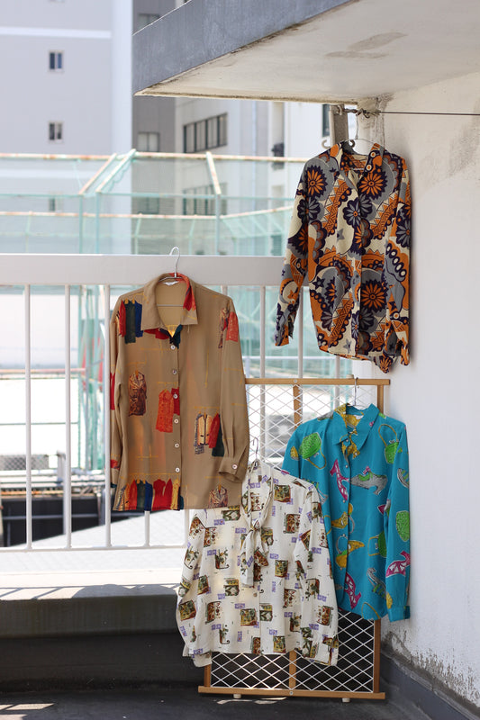 Vintage Design Big Print Long Sleeve Blouse x10点