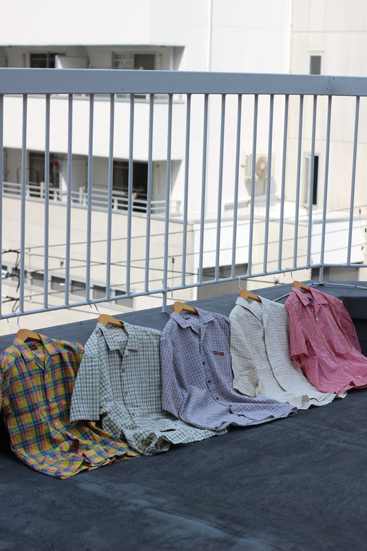 Men's Design Check Open Collar Short Sleeve Shirt x5点