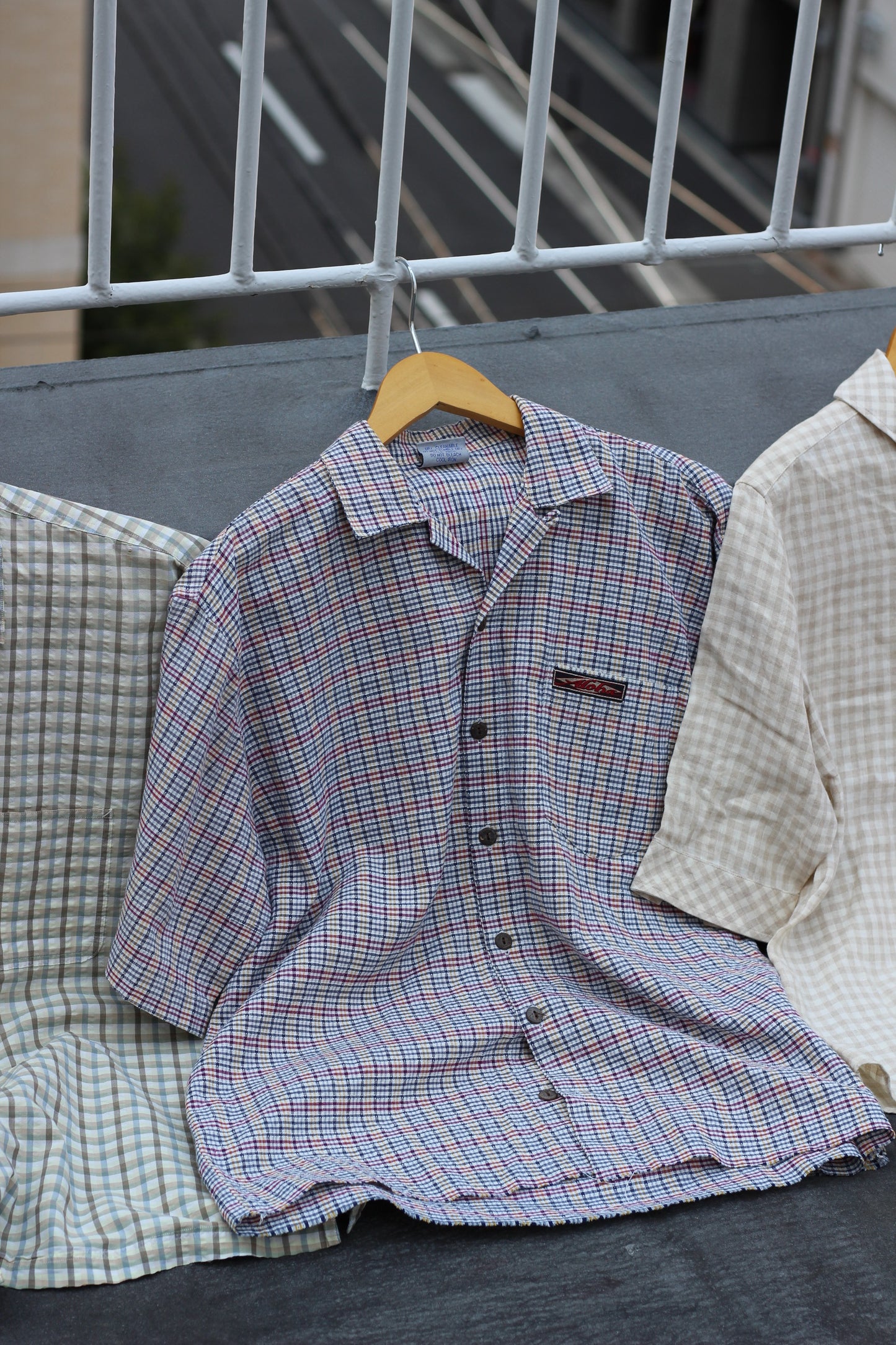 Men's Design Check Open Collar Short Sleeve Shirt x5点