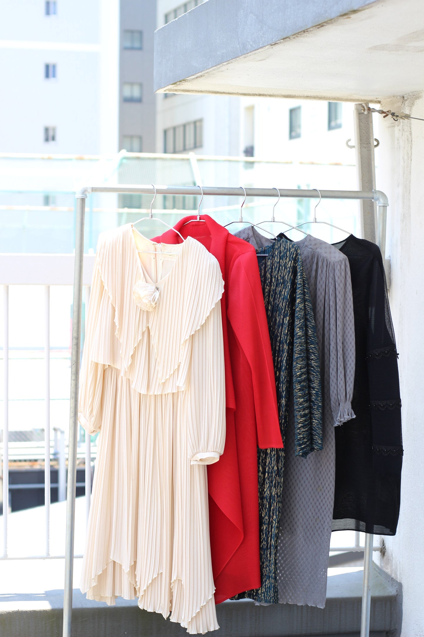Vintage Pleats Long Sleeve One-Piece x7点