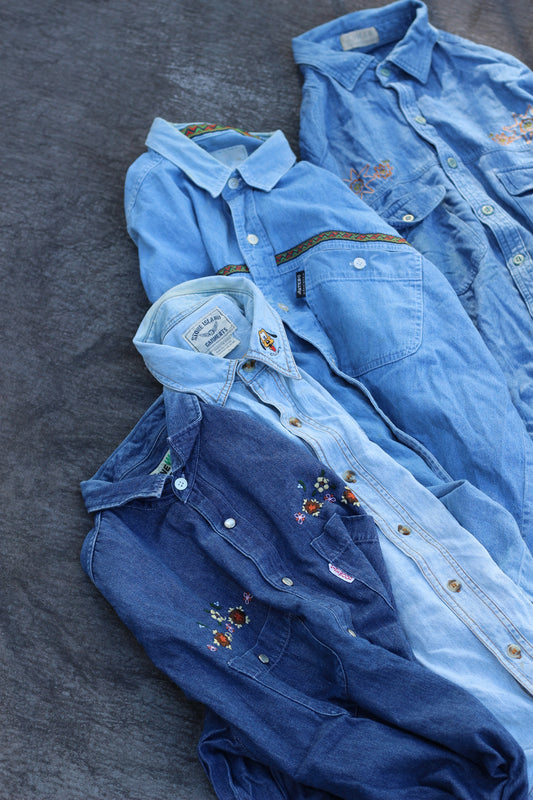Men's design denim shirt x4点