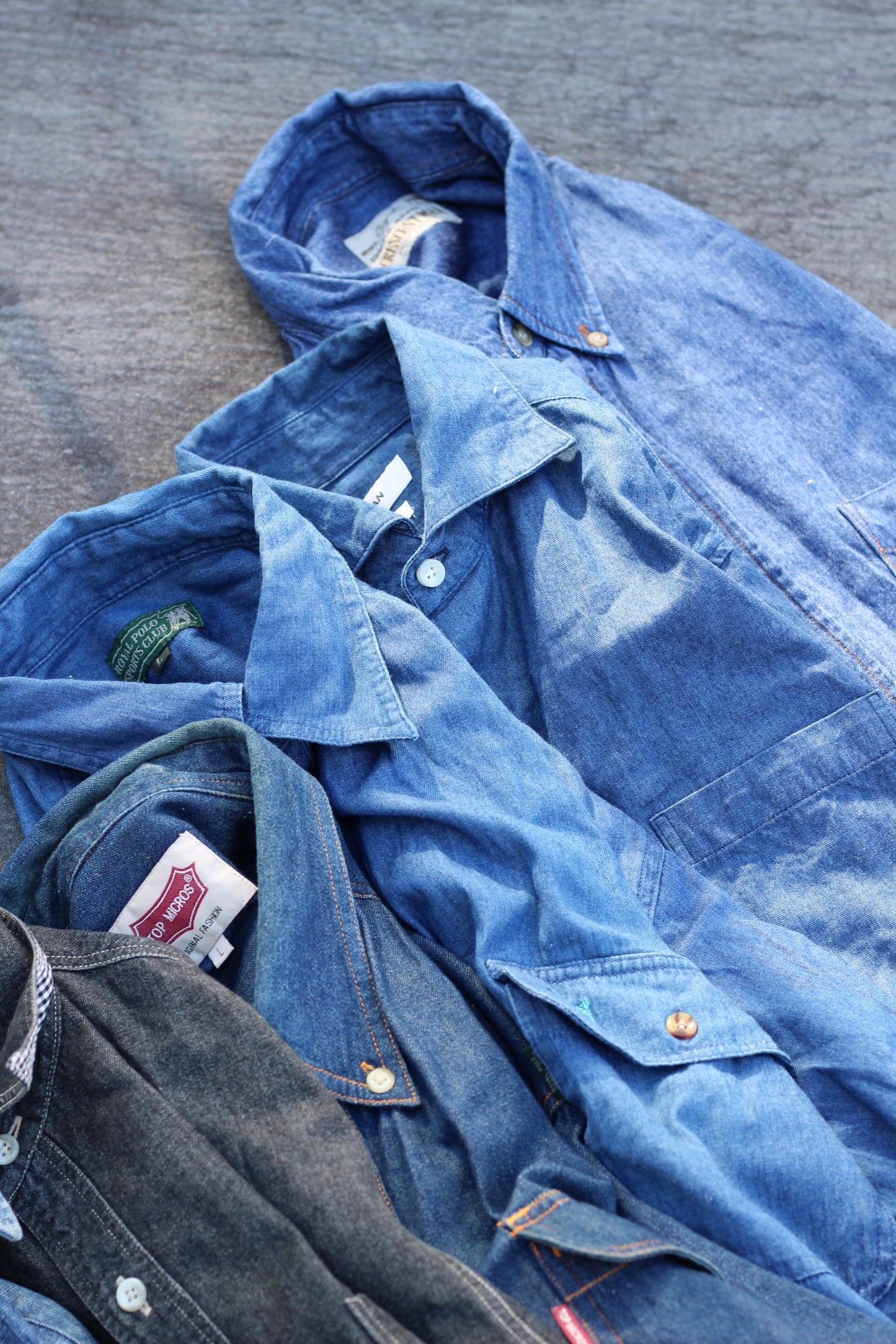 Men's indigo Blue denim shirt x8点