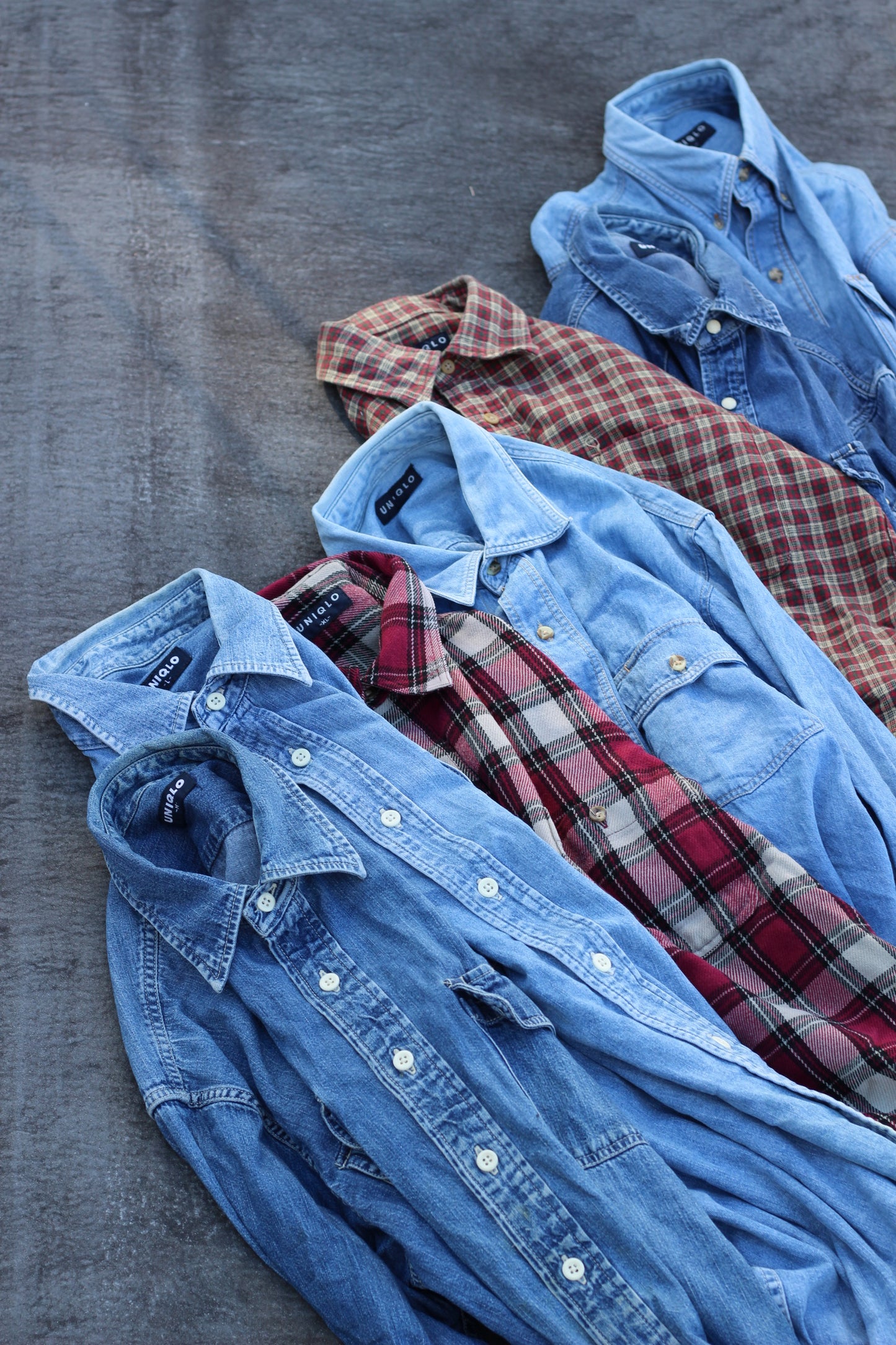 どなたか試してみませんか?オールドユニクロ denim shirt & check shirt x7点