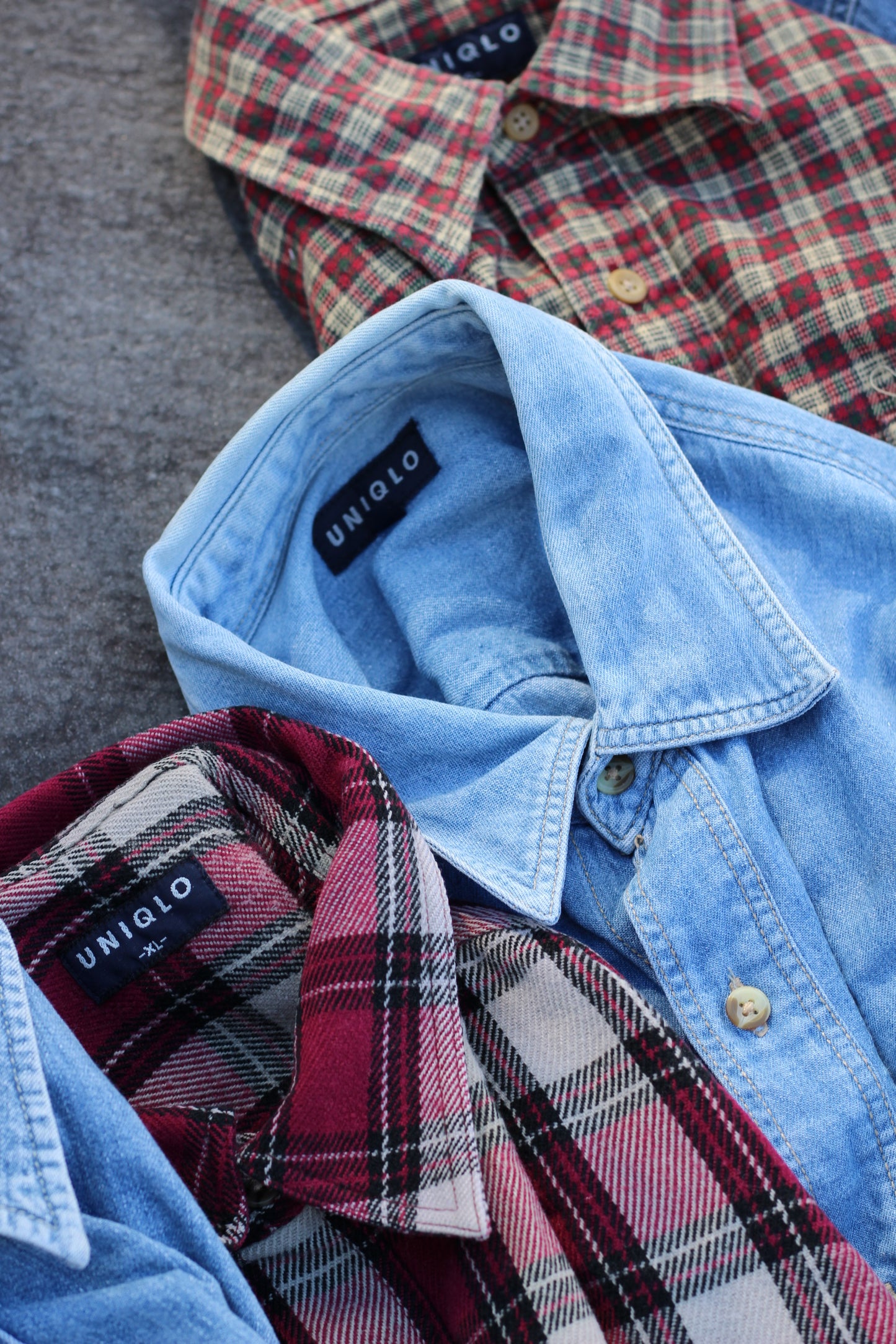 どなたか試してみませんか?オールドユニクロ denim shirt & check shirt x7点