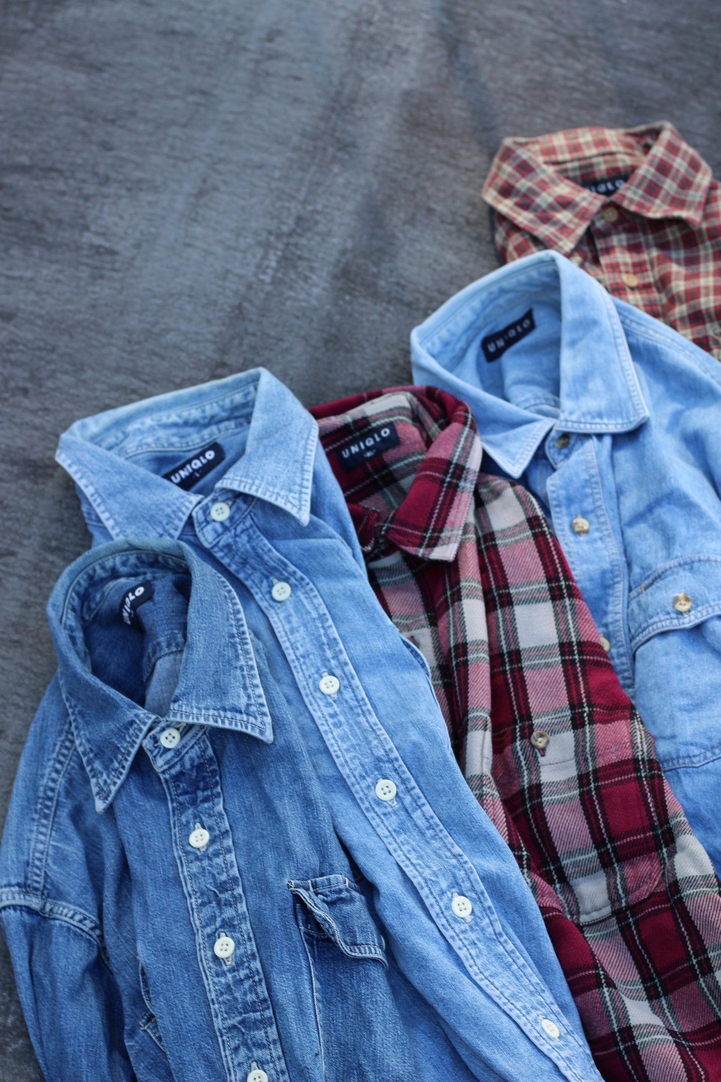 どなたか試してみませんか?オールドユニクロ denim shirt & check shirt x7点