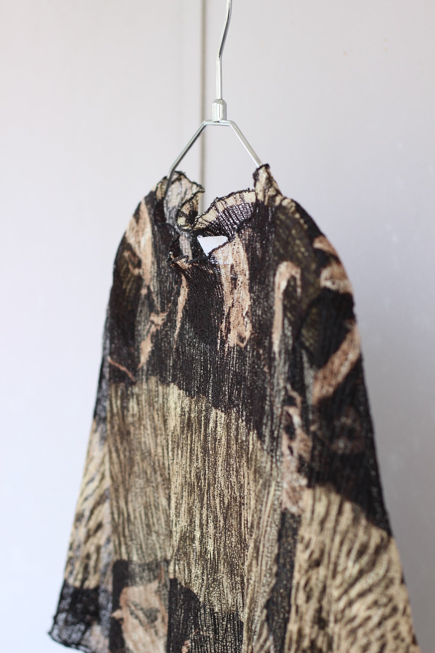 Vintage Pleats Sheer Mix Design Tops x7点