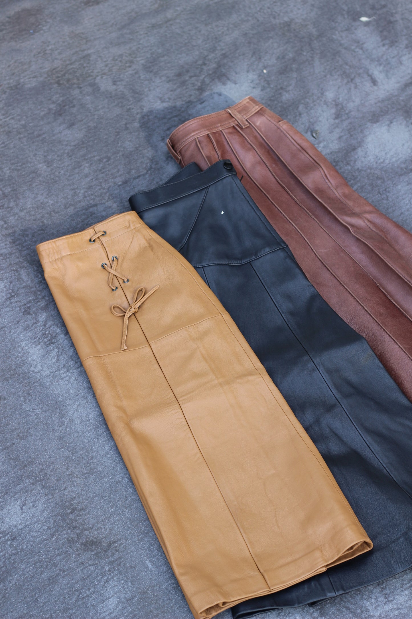 Vintage leather skirt x3点