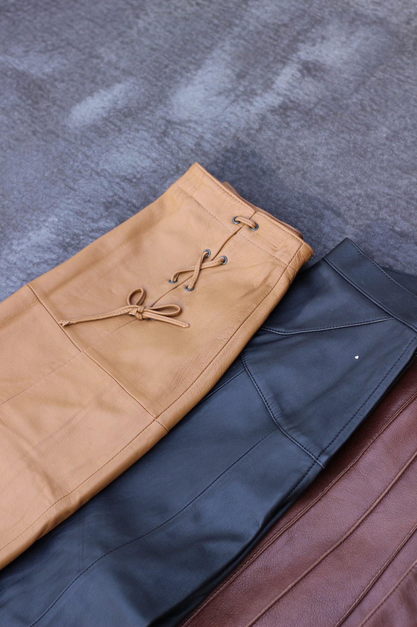 Vintage leather skirt x3点
