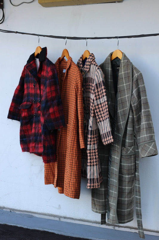 Ladies vintage check coat x4点
