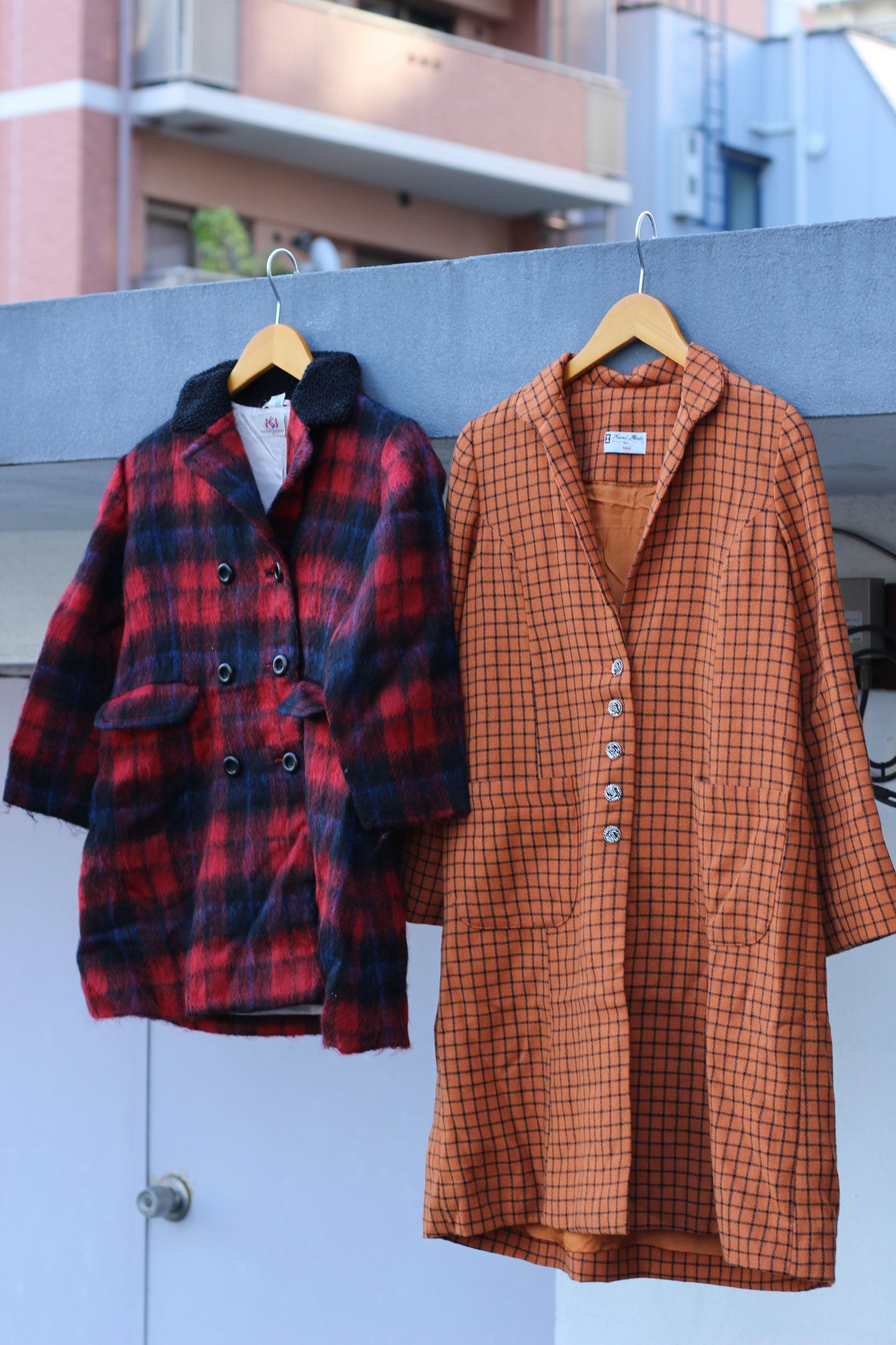 Ladies vintage check coat x4点
