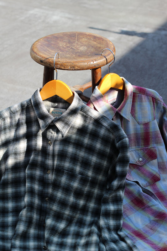 Men's Ombre Check Flannel Shirt x2点
