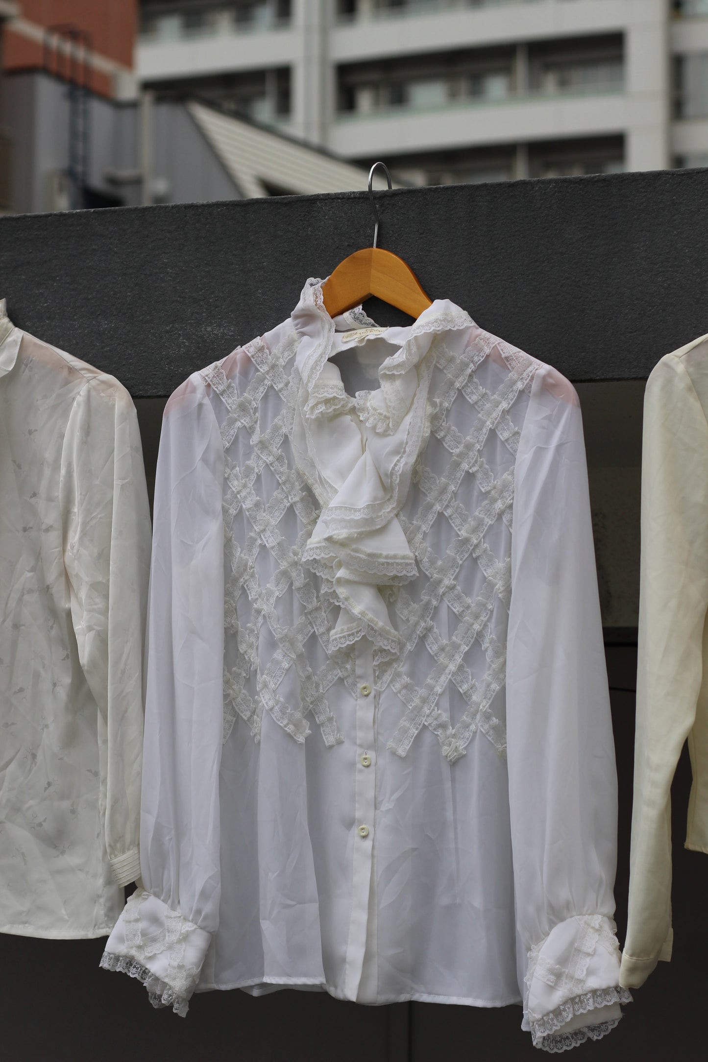Women's Vintage Design Ruffle White Blouse x10点
