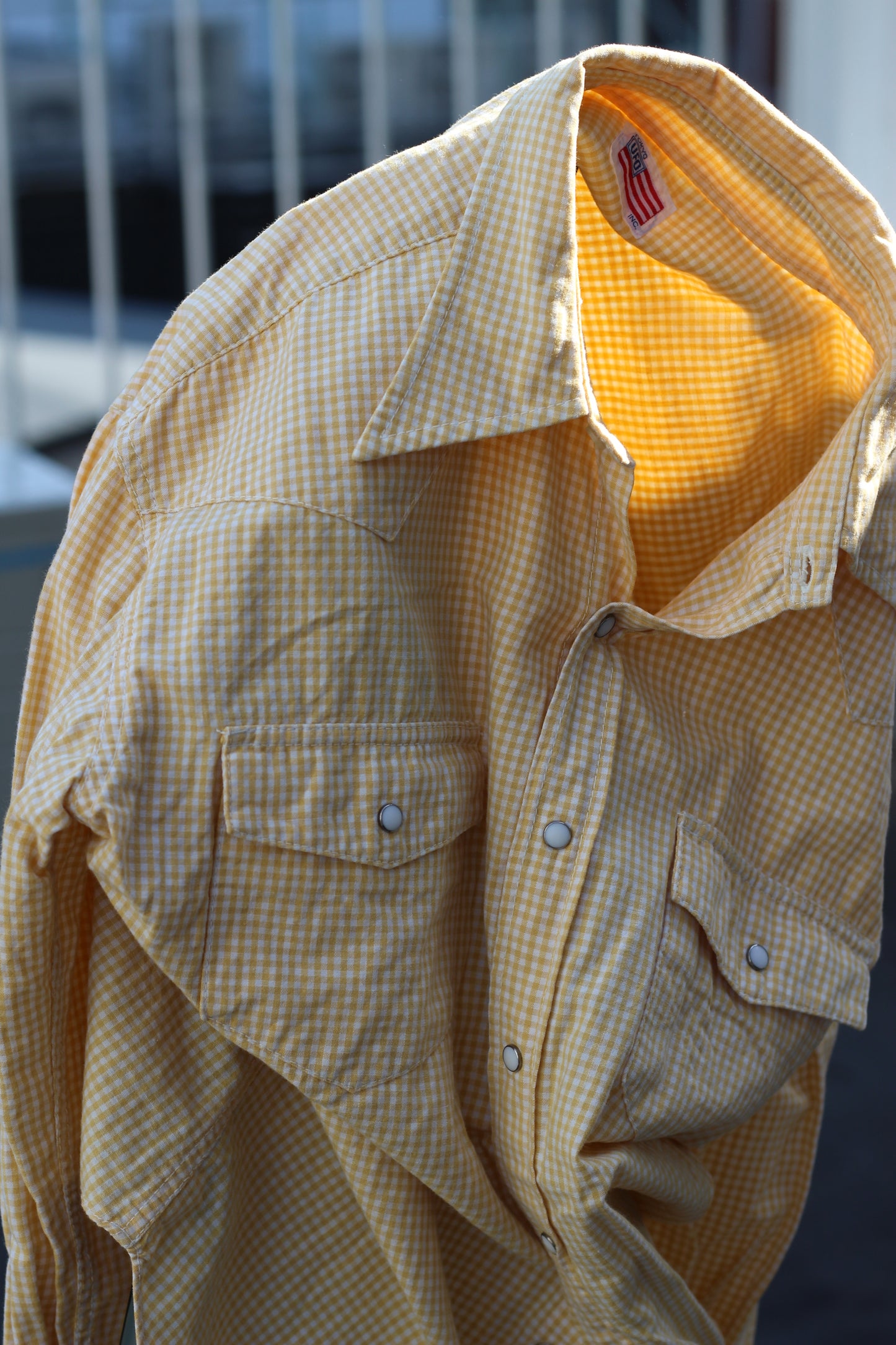 Men's Vintage Gingham Check Long Sleeve Shirt x2点