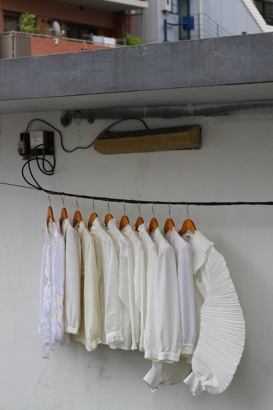 Women's Vintage Design Ruffle White Blouse x10点