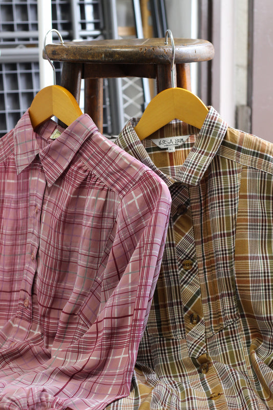 Vintage Check Long Sleeve Blouse x4点