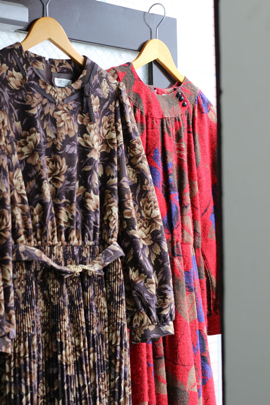 Vintage Flower Wool One-piece x2点