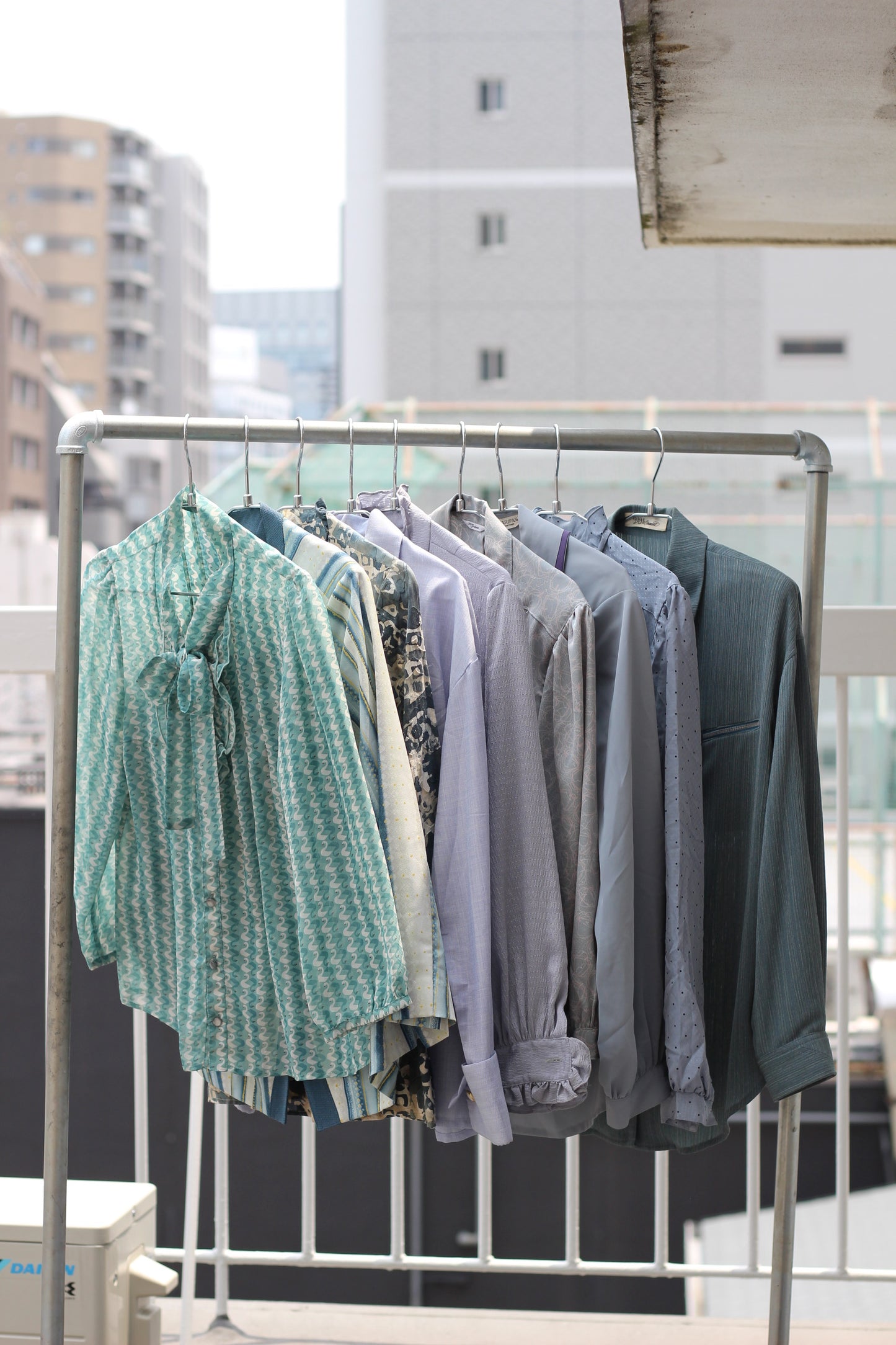 Vintage Light Blue Design Long Sleeve Blouse x9点