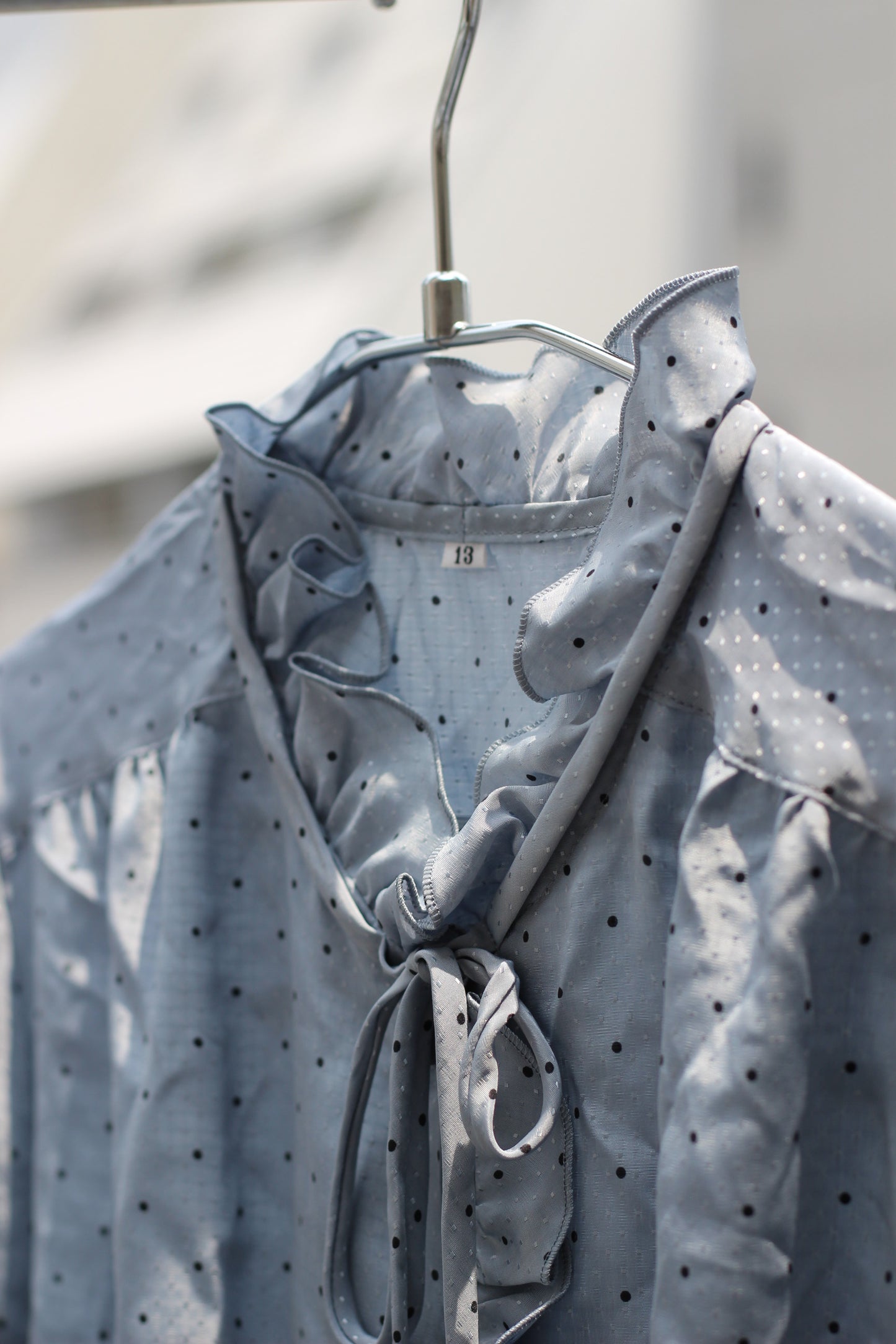 Vintage Light Blue Design Long Sleeve Blouse x9点