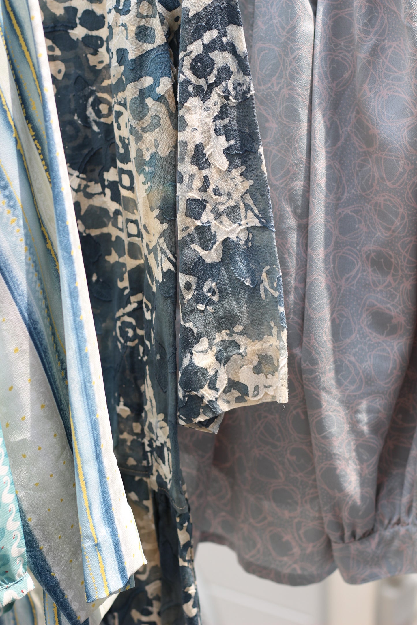 Vintage Light Blue Design Long Sleeve Blouse x9点