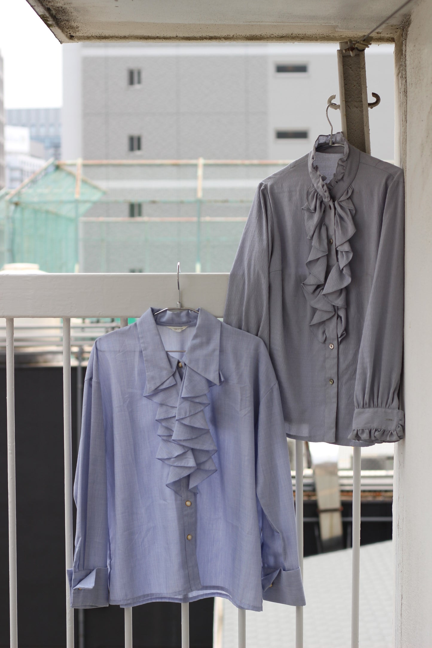 Vintage Light Blue Design Long Sleeve Blouse x9点
