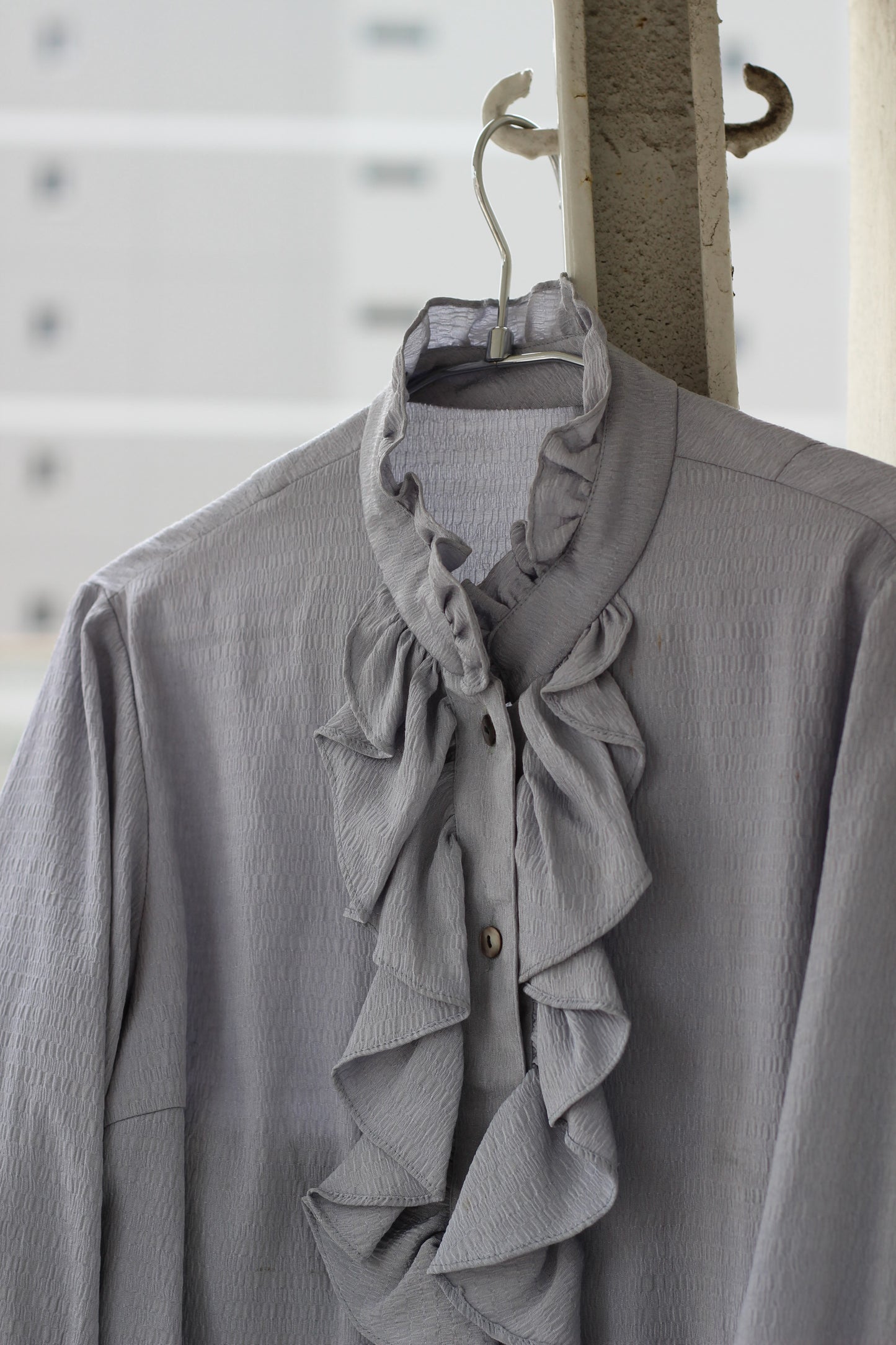 Vintage Light Blue Design Long Sleeve Blouse x9点