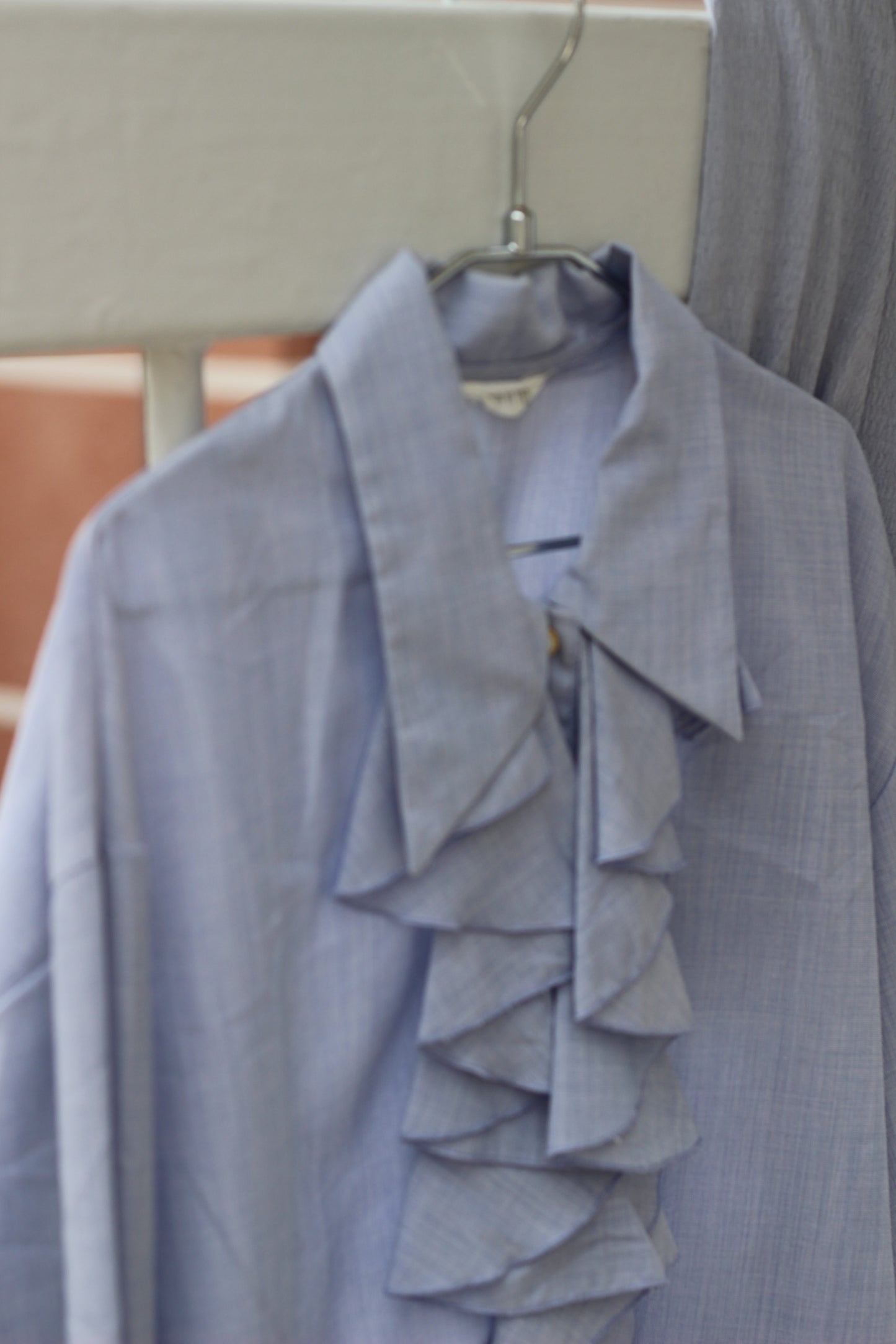 Vintage Light Blue Design Long Sleeve Blouse x9点