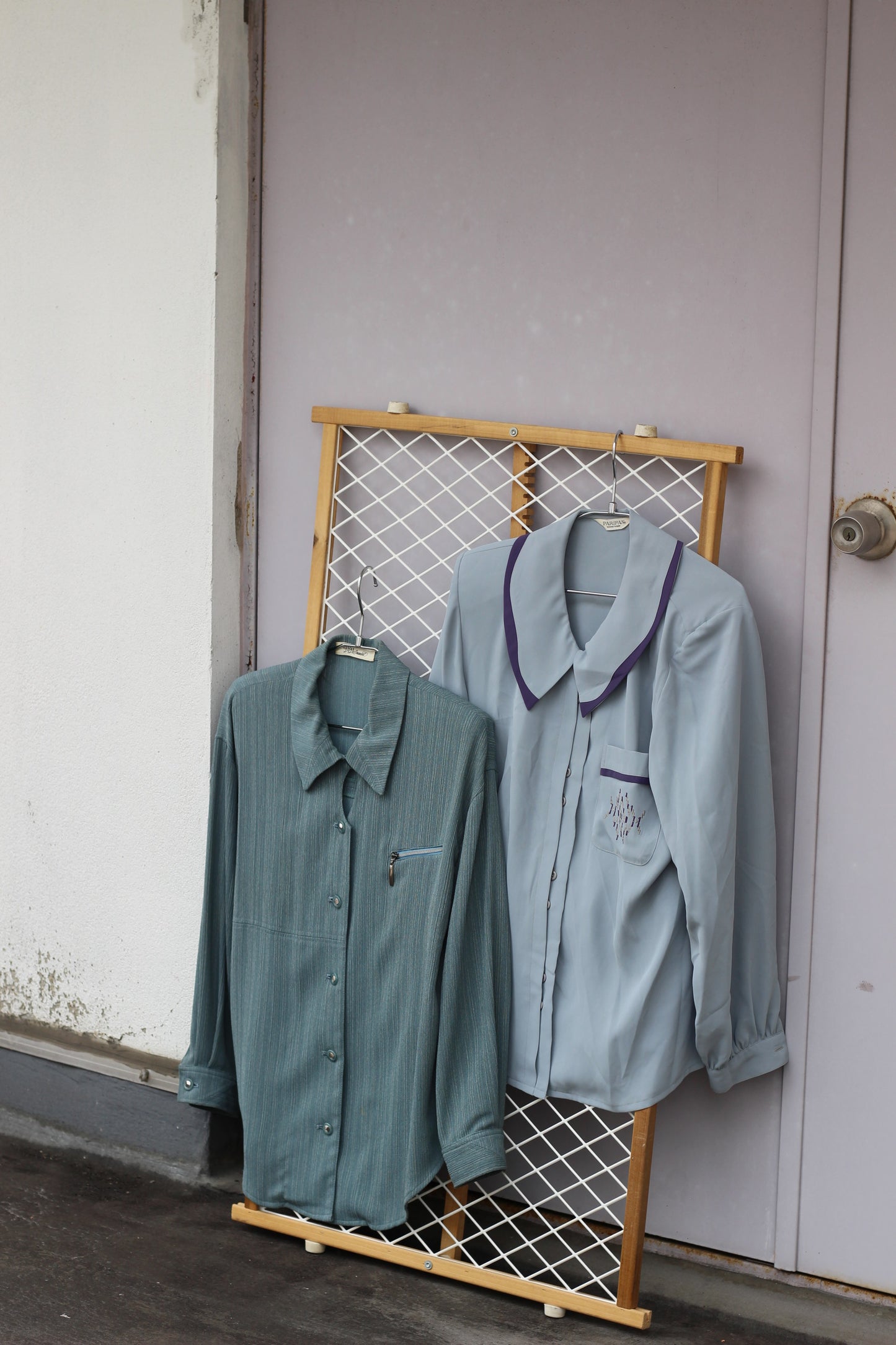 Vintage Light Blue Design Long Sleeve Blouse x9点
