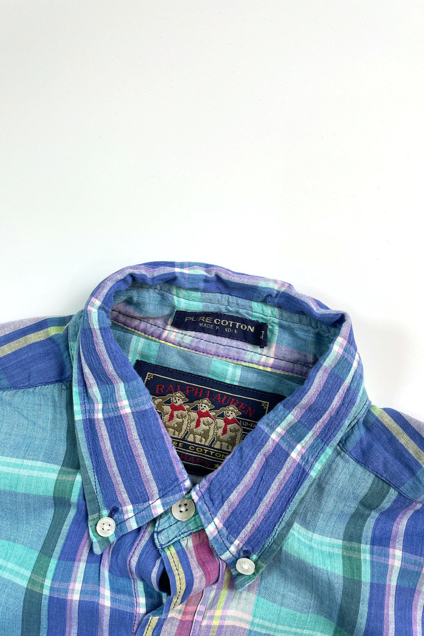 80's CHAPS RALPH LAUREN check shirt blue