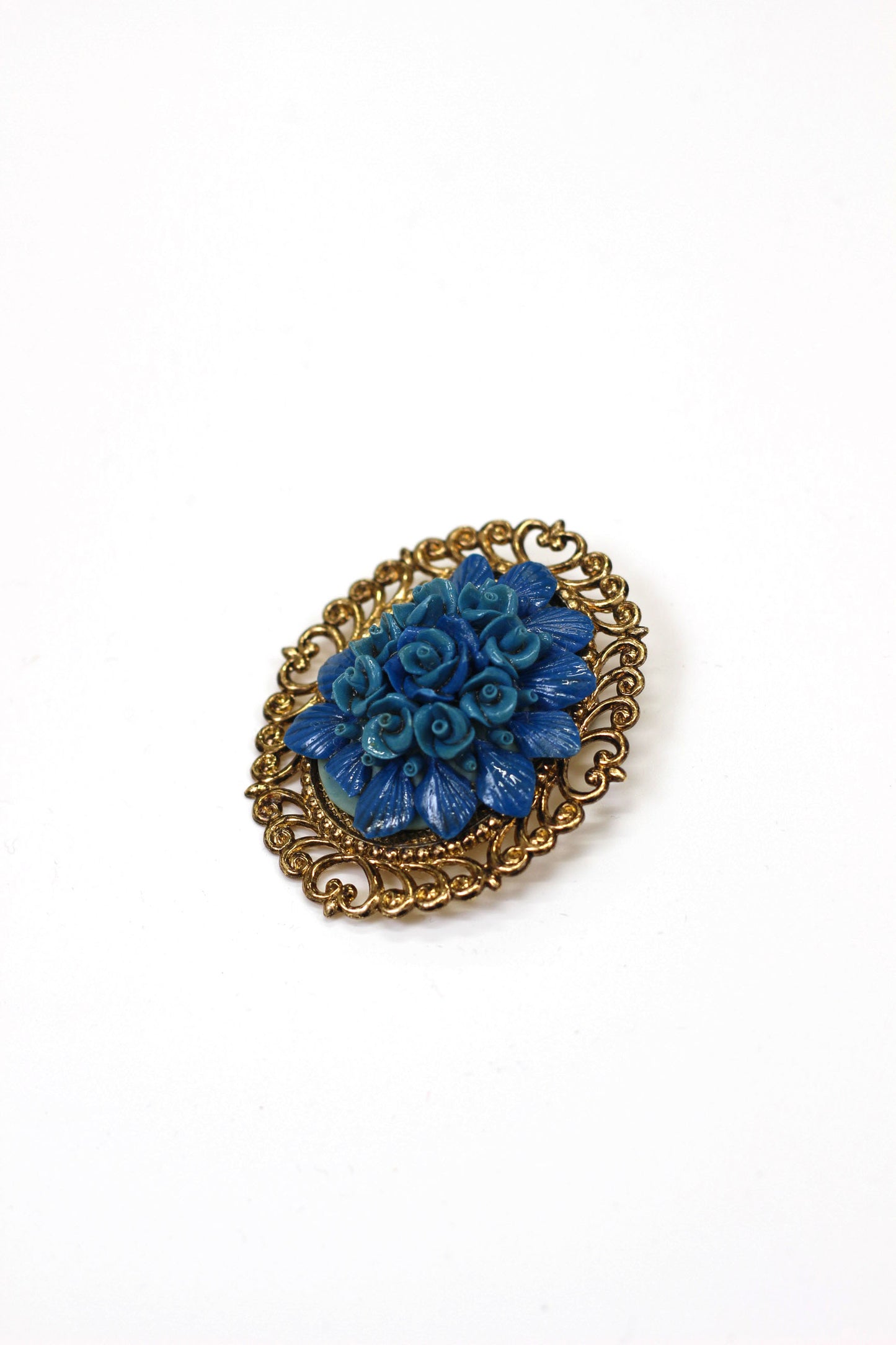 Vintage blue flower brooch 藍色の幻想