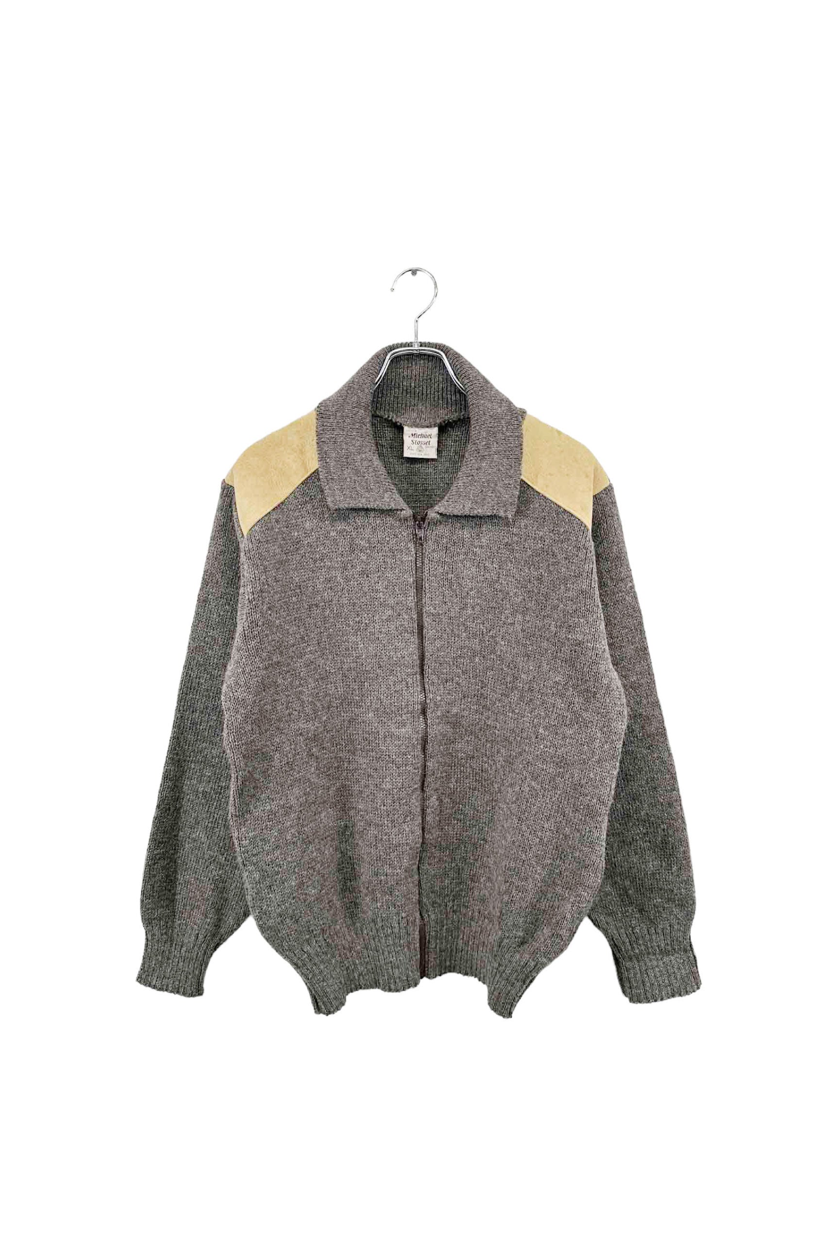 Made in NEW ZEALAND Michael Stossel zip up sweater ジップアップセーター サイズXL ブラウン系 グレー系 メンズ ヴィンテージ 6