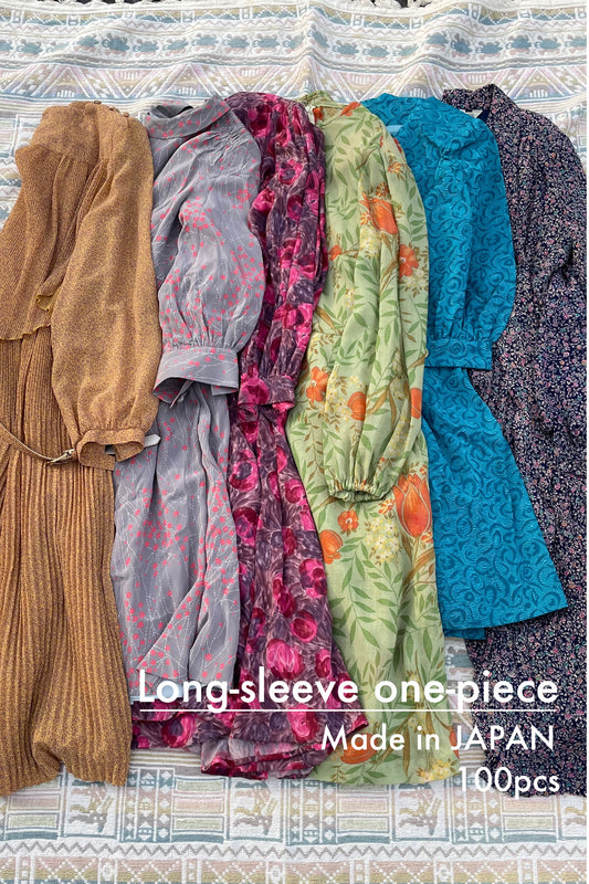 Japan vintage silky Long sleeve one-piece x100点