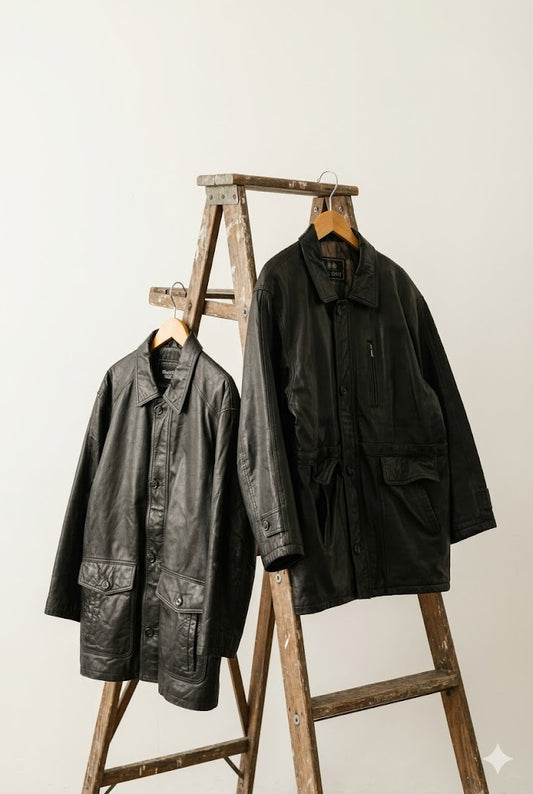 Men's Vintage Utility Leather Jacket x5点