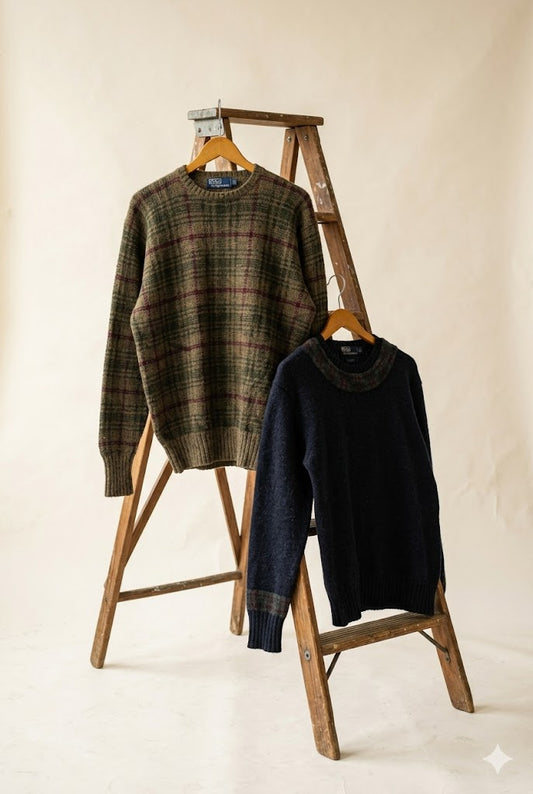 90's Polo Ralph Lauren Check Knit x2点
