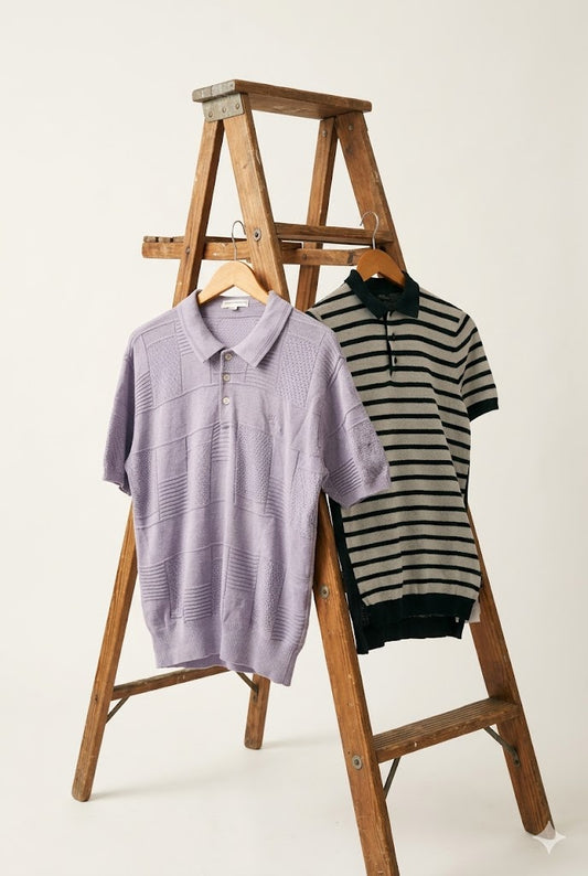 Men's Import Brand Summer Knit Polo Shirt x2点