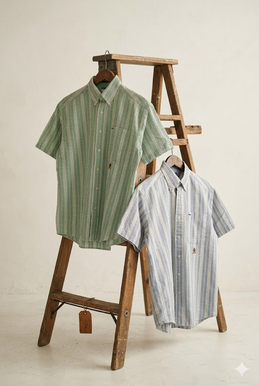 90's Tommy Hilfiger Seersucker Stripe Short Sleeve Shirt x2点