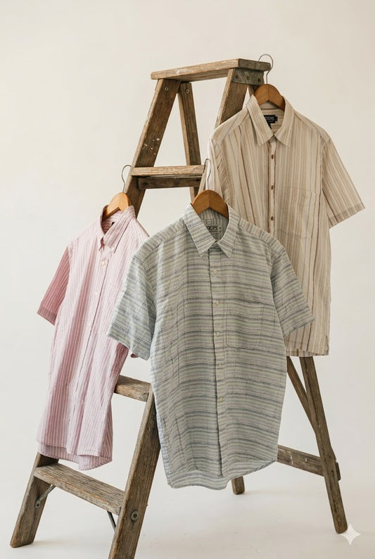 90's CHAPS Ralph Lauren Stripe Short Sleeve Shirt x4点