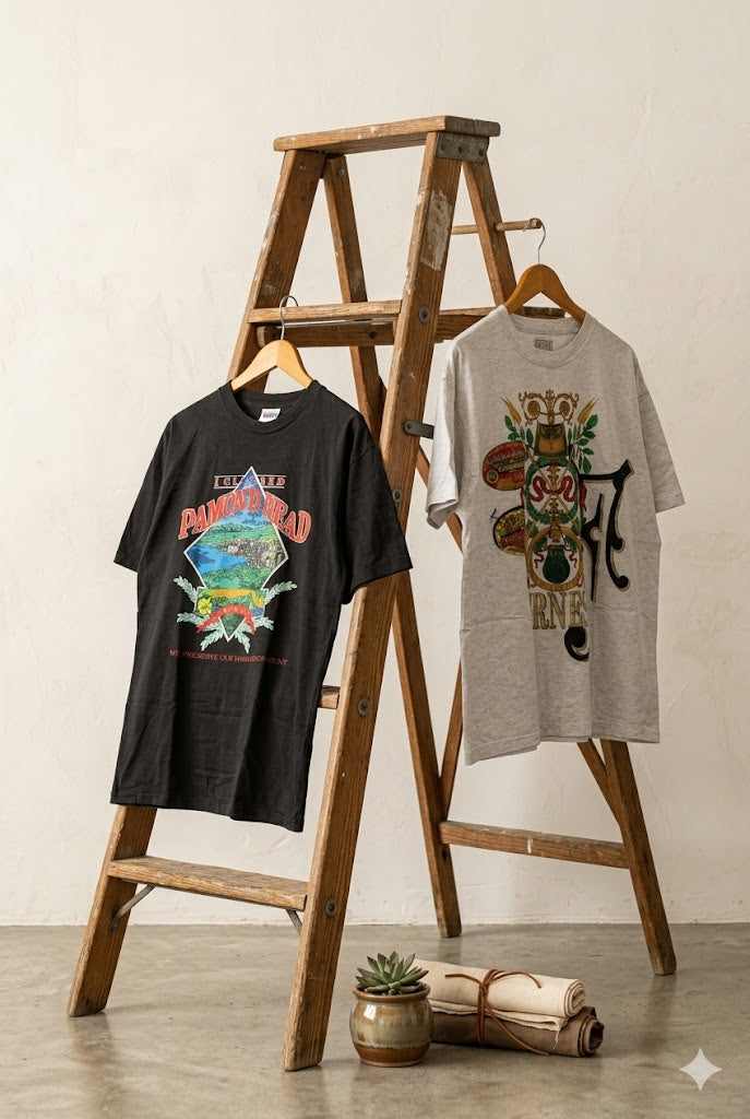 Men's Vintage Big Print T-Shirt x2点