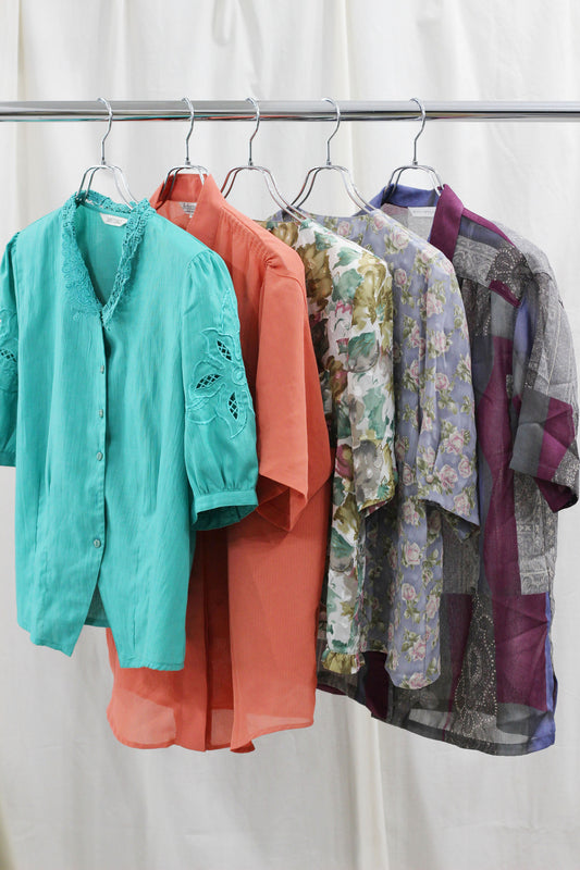 Japan vintage silky short sleeve blouse x10 