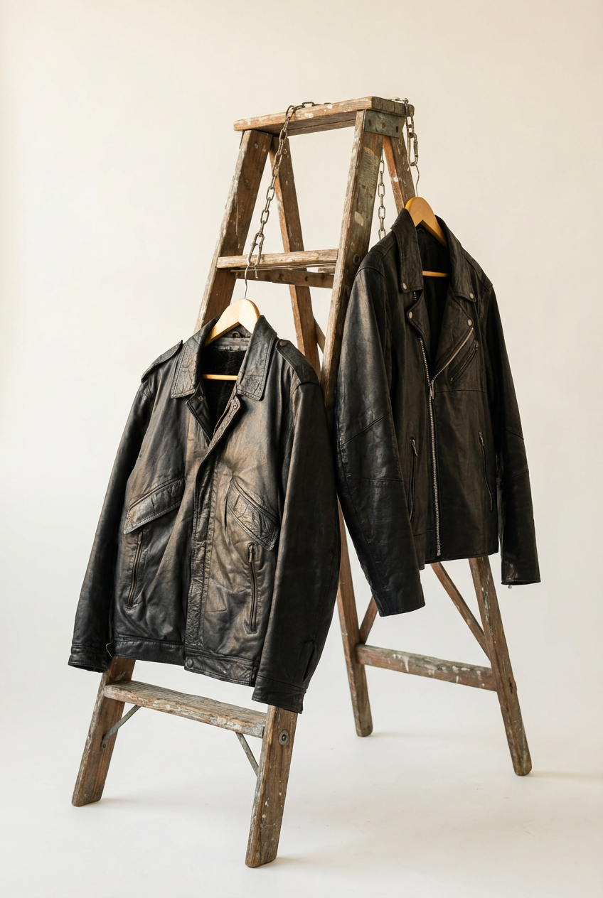Men's Vintage Leather Rider Jacket x3点