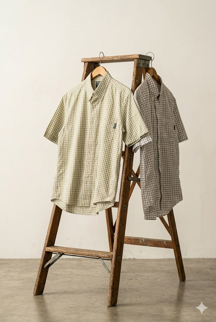 90-00's Aigle Button Down Check Short Sleeve Shirt x2点