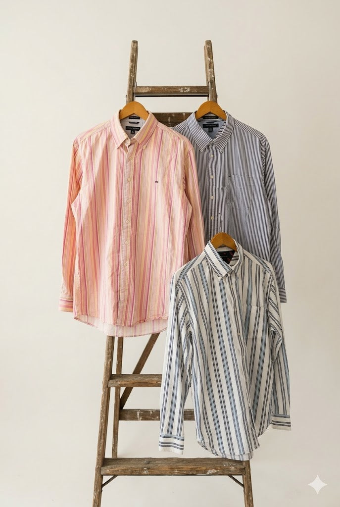 90-00's Tommy Hilfiger Stripe Long Sleeve Shirt x3点