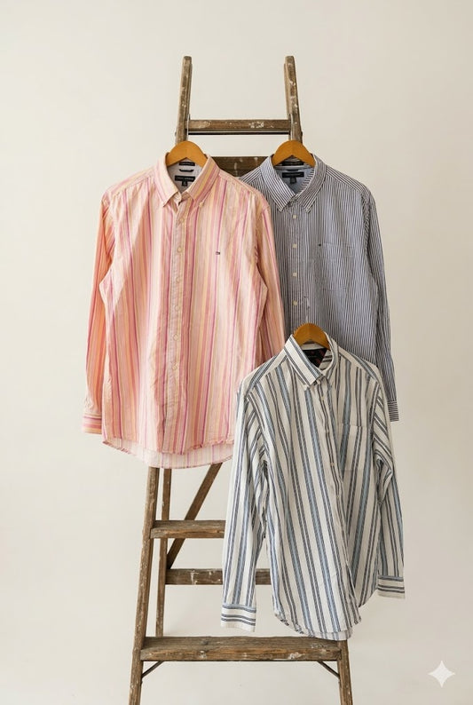 90-00's Tommy Hilfiger Stripe Long Sleeve Shirt x3点