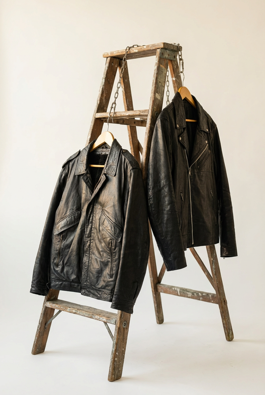 Men's Vintage Leather Rider Jacket x3点