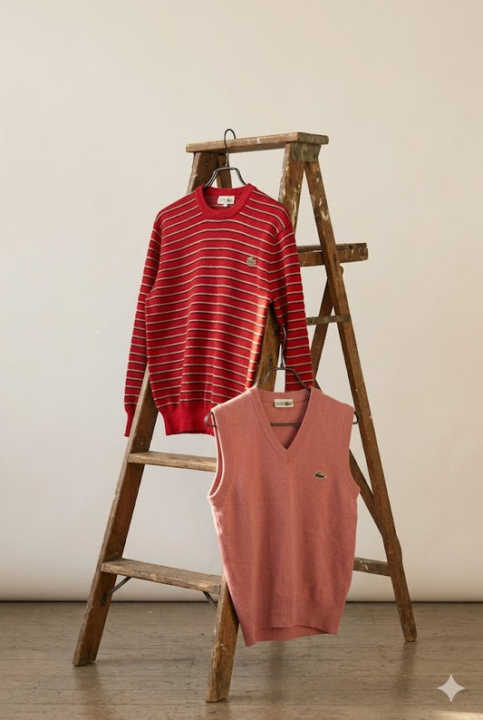 90's-00's Chemise Lacoste Striped Knit & Vest x2点
