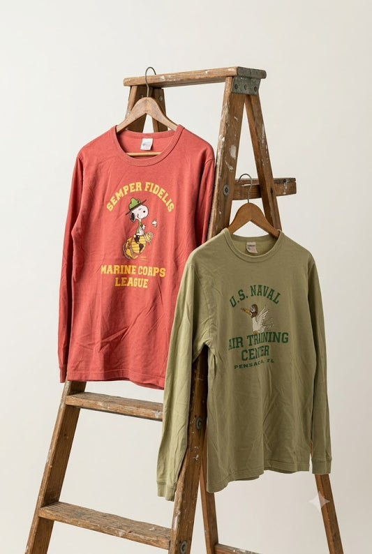 Made In USA BUZZ RICKSON Printe Long Sleeve T-Shirt x2点