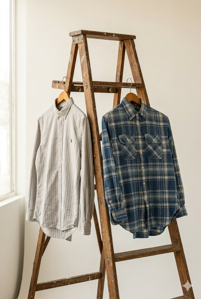 90-00's Ralph Lauren Check & Stripe Long Sleeve Shirt x2点